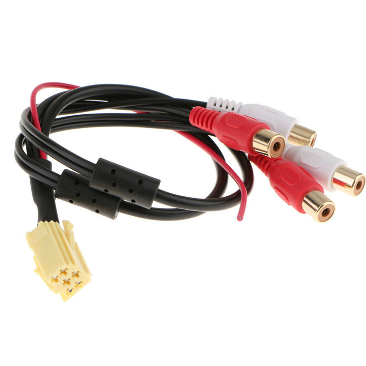 VW CD Mini ISO 6Pin to 4RCA Plug Connector