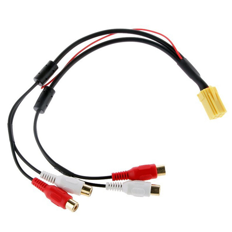 VW CD Mini ISO 6Pin to 4RCA Plug Connector