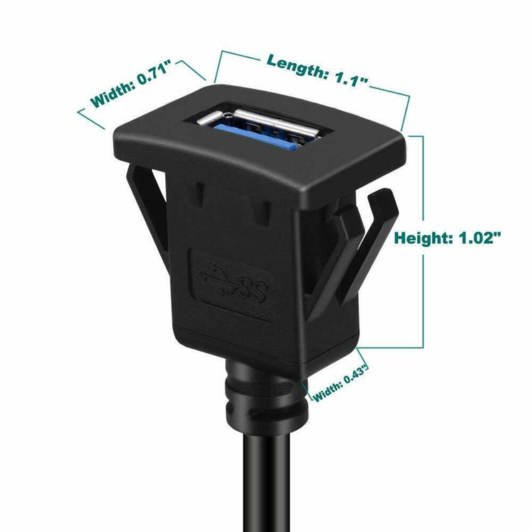 Car Boat Square Single USB 3.0 Panel Flush Mount