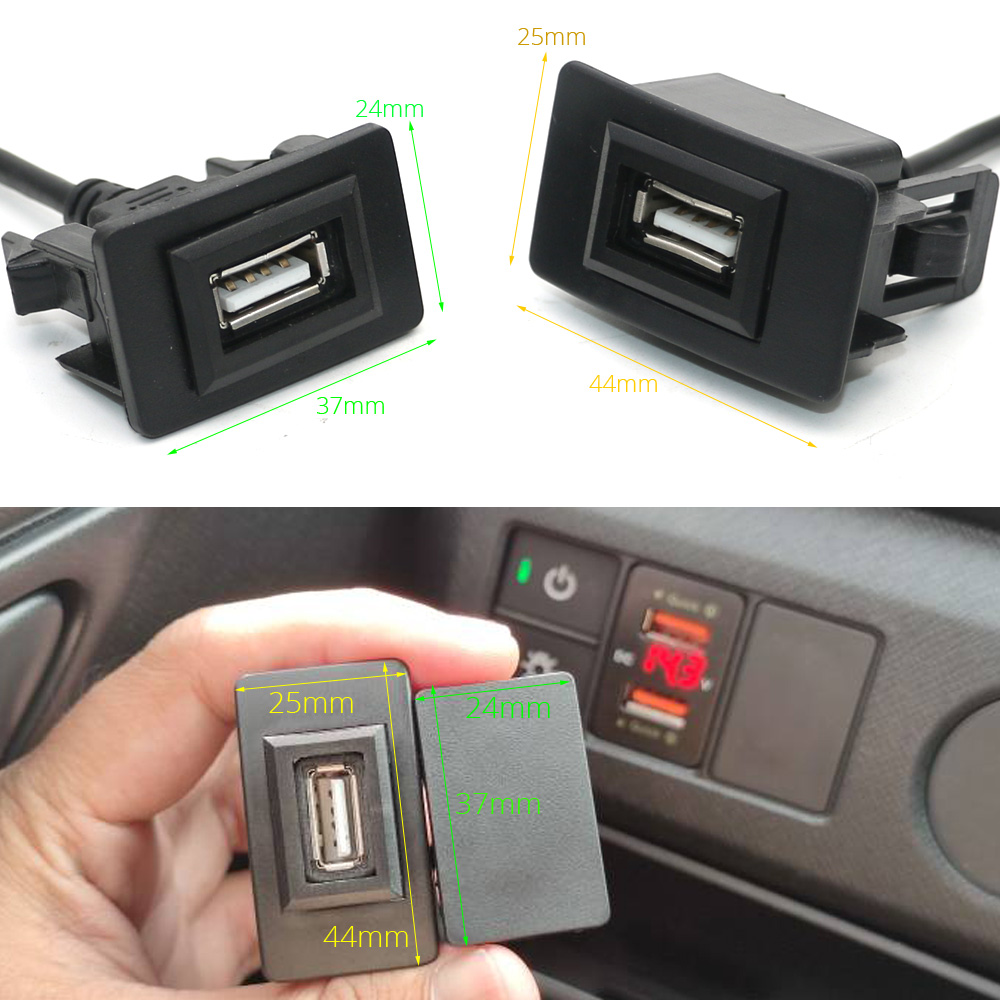 USB Male to USB Female AUX Dashboard Mount Cable Adapter for Honda BRIO/Jazz/City/Civic/Accord/CRV (44mm x 25mm) (24mm x 37mm)