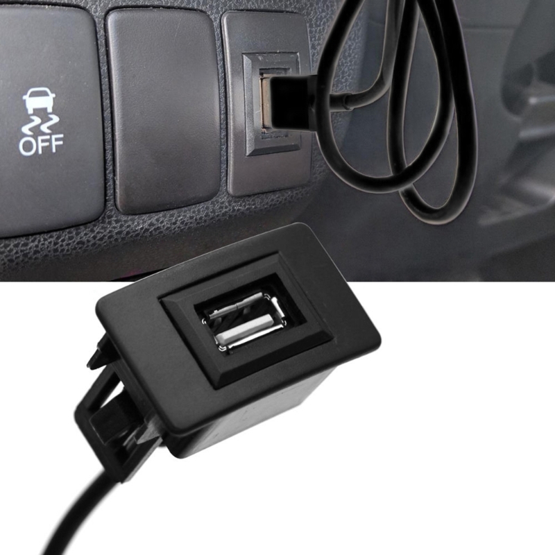 USB Male to USB Female AUX Dashboard Mount Cable Adapter for Honda BRIO/Jazz/City/Civic/Accord/CRV (44mm x 25mm) (24mm x 37mm)