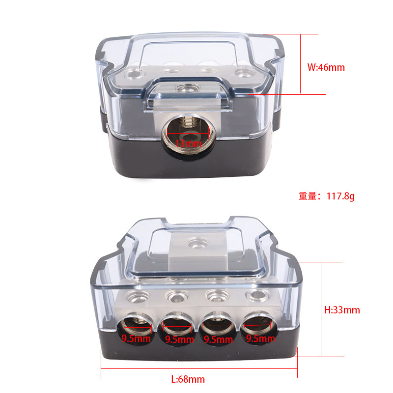 4 Way Audio Power Distribution Block 0GA in to 4GA Out for Car Audio 