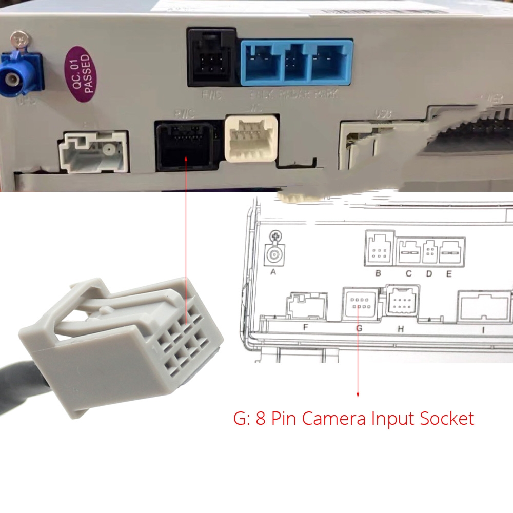 8 Pin Car Reversing Camera Video RCA Cable Adapter Connector for Honda New JAZZ Fit 2021