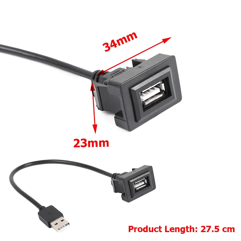 Car Dash Flush Mount USB Port Panel Extension Cable Adapter for Toyota Camry / Highlander / RAV4 / Corolla