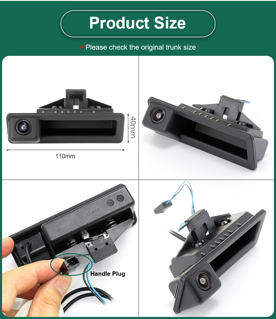 Vehicle  AHD 1080P Fisheye Lens Car Reverse Backup Trunk Handle Camera For BMW 3 Series 5 Series X5 X6 E39 E60 E70 E82 E90 Products Characteristics: * AHD technology is High-definition video signals, 